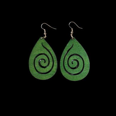 Koru 2  Earrings  -  Green