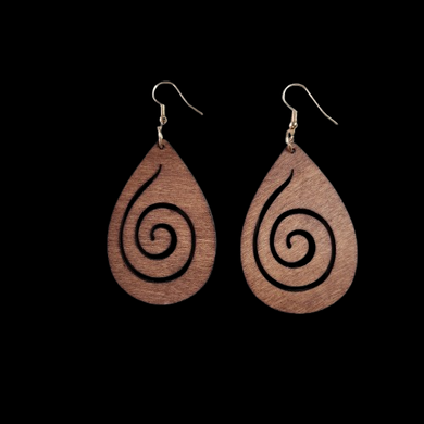 Koru 2  Earrings  -  Brown
