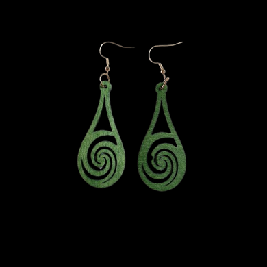 Koru 3  Earrings  -  Green