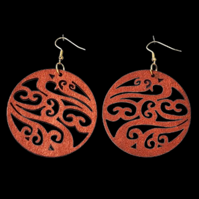 Koru 4  Earrings  -  Chesnut