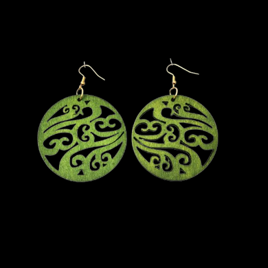 Koru 4  Earrings  -  Green