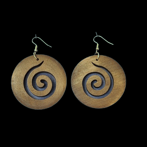 Koru  1   Earrings  -  Brown