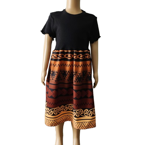 Girls Dress (Brown/Orange)
