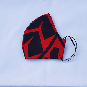 Triple layer fabric face mask - Red Print