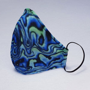 Triple layer fabric face mask -  Blue Paua Pattern