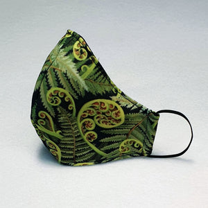 Triple layer fabric face mask - Forest Green Fern Print