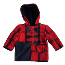 Load image into Gallery viewer, Kids Red/Black Wool Toggle Jacket   sale