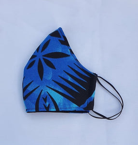 Triple layer fabric face mask -Blue/Teal Print